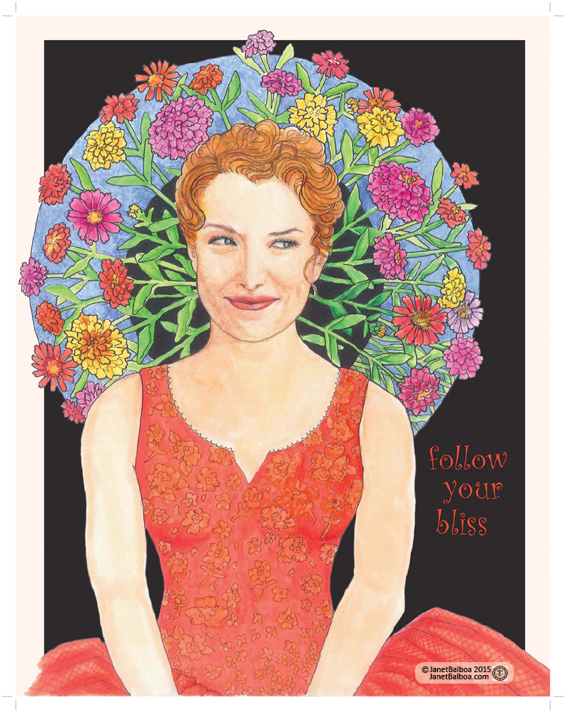 Follow your Bliss, marker and colored pencil, 11" x 14", janet balboa
