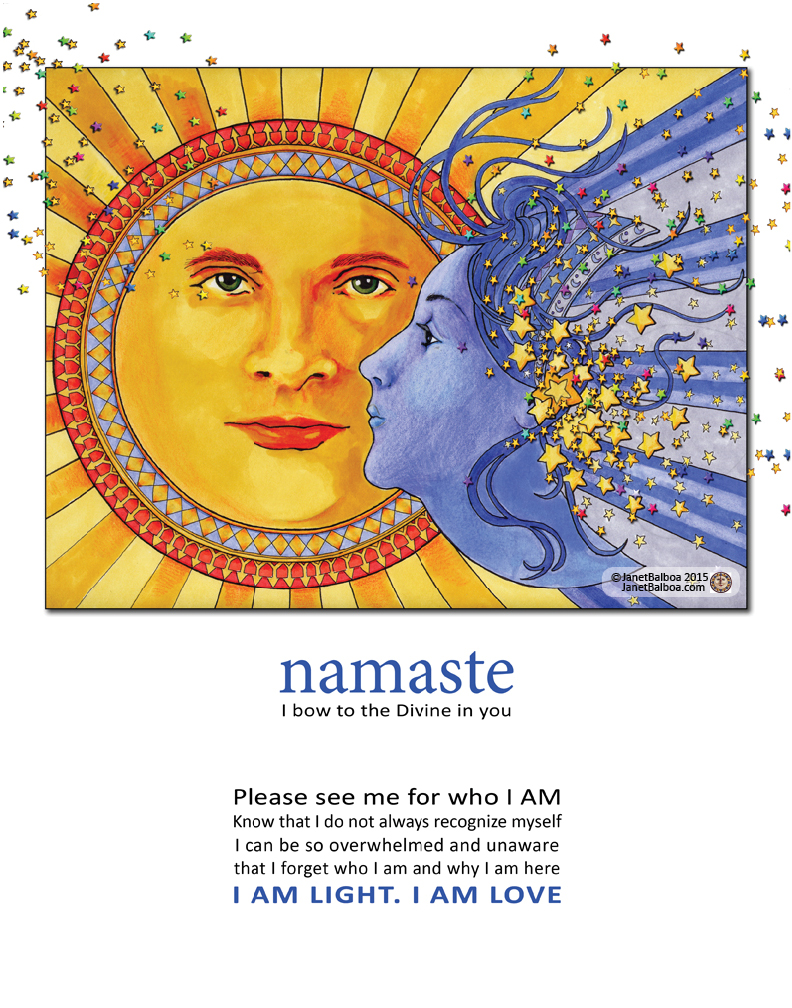 Namaste, marker and colored pencil, 11" x 14", janet balboa
