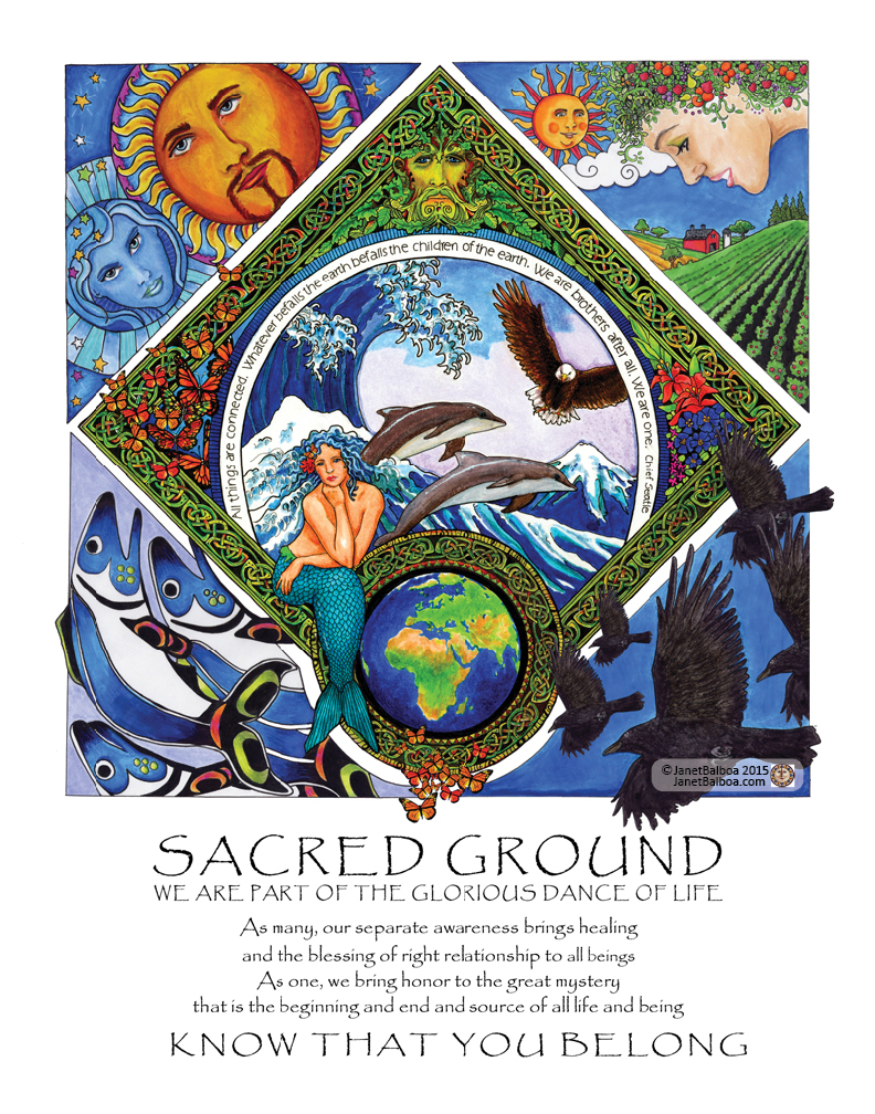 Sacred Ground, marker and colored pencil, 11" x 14", janet balboa