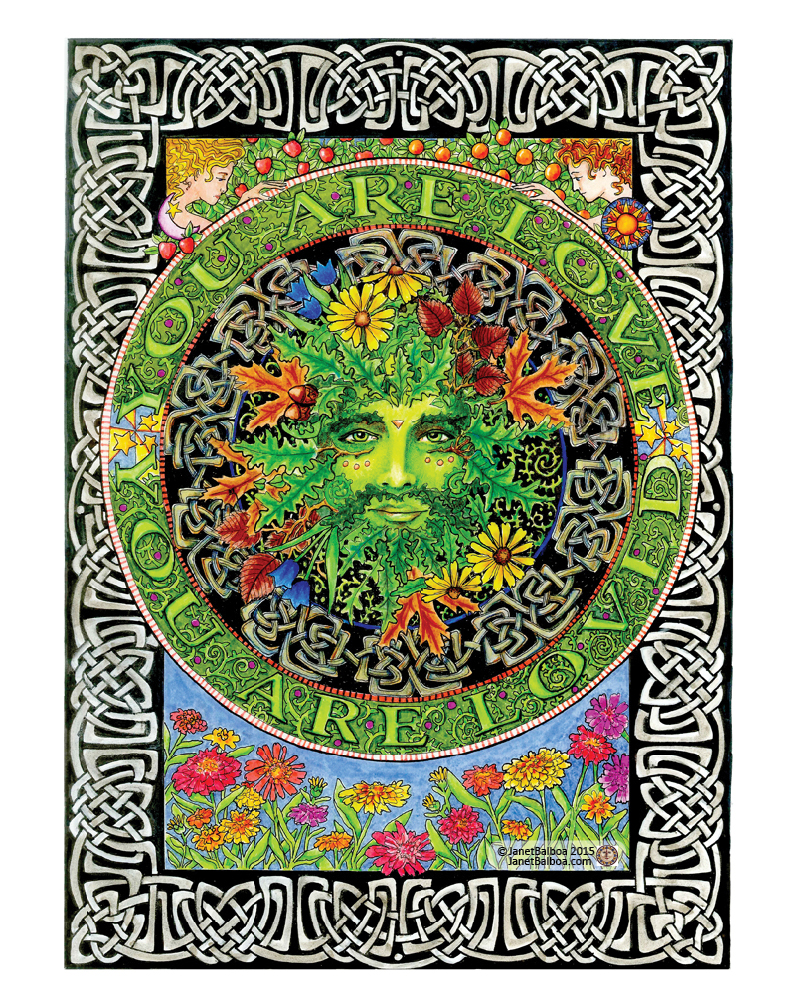 The Green Man, marker and colored pencil, 11" x 14", janet balboa